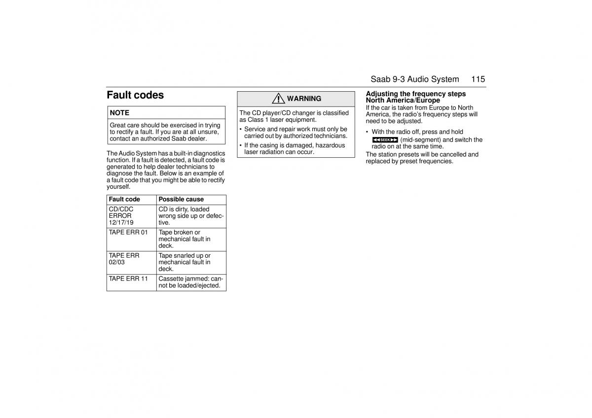 Saab 9 3 I 1 YS3D owners manual / page 115