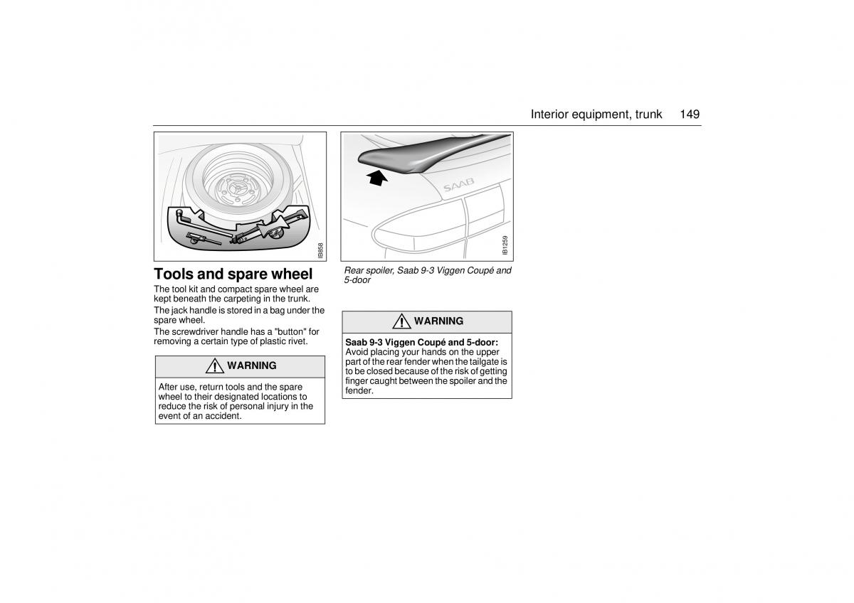 Saab 9 3 I 1 YS3D owners manual / page 149