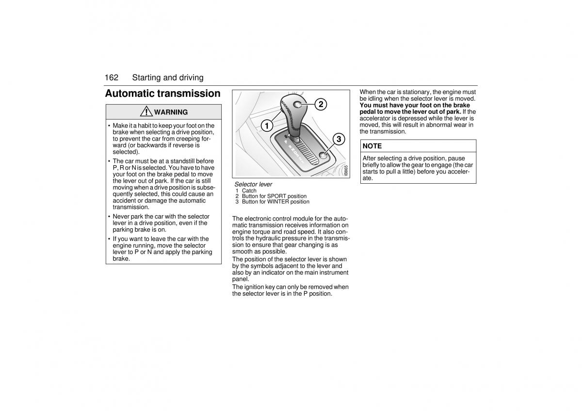 Saab 9 3 I 1 YS3D owners manual / page 162