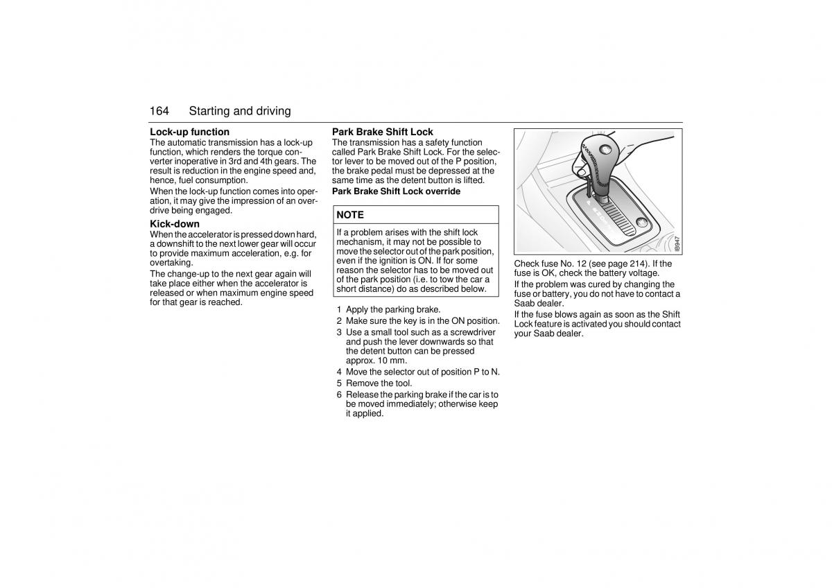 Saab 9 3 I 1 YS3D owners manual / page 164