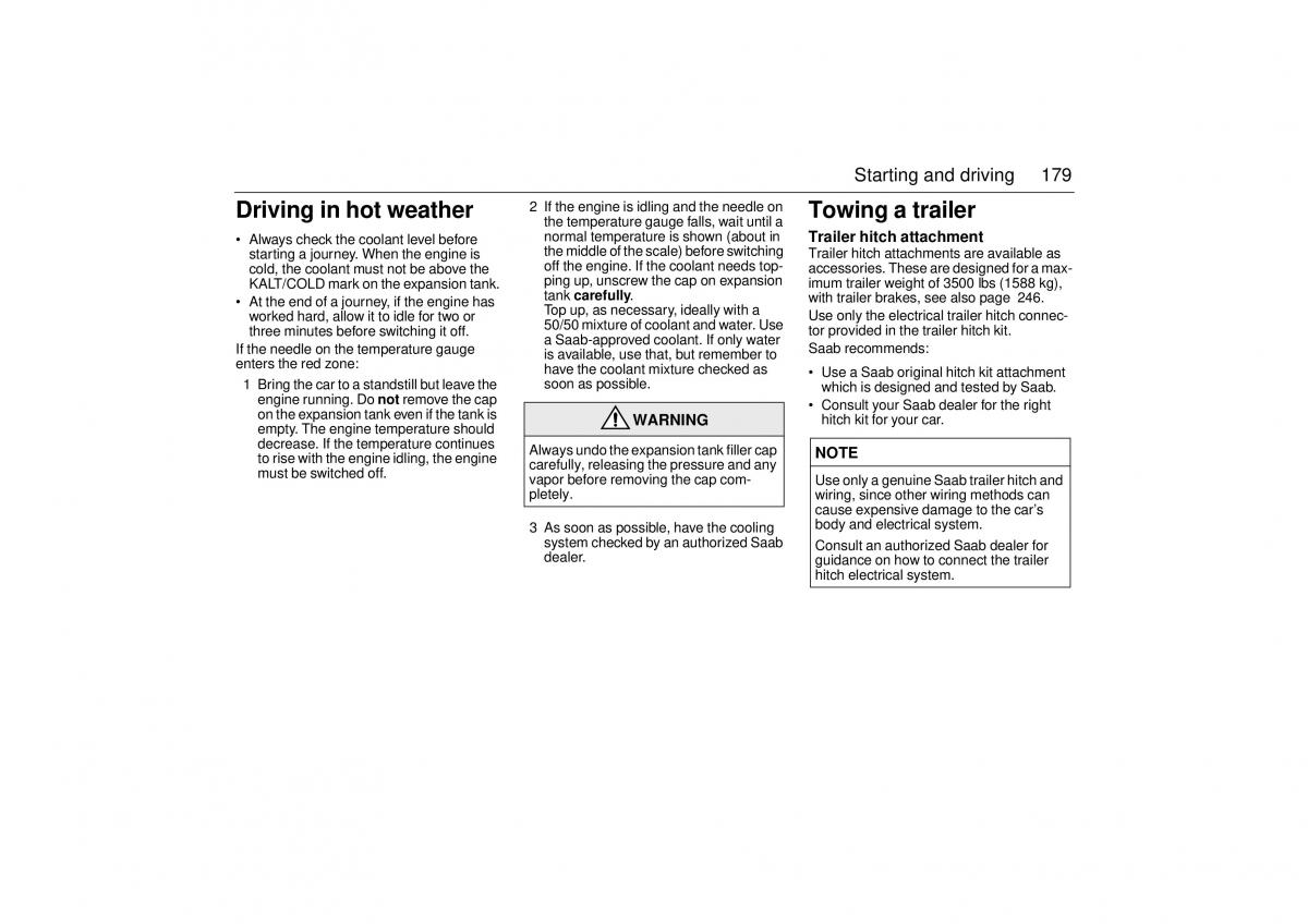 Saab 9 3 I 1 YS3D owners manual / page 179