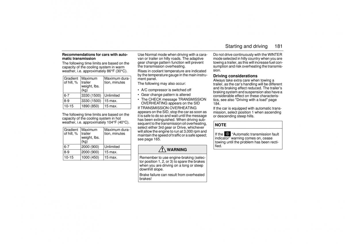 Saab 9 3 I 1 YS3D owners manual / page 181