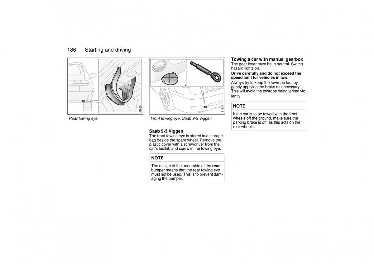 Saab 9 3 I 1 YS3D owners manual / page 186