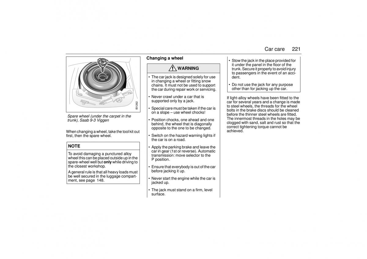 Saab 9 3 I 1 YS3D owners manual / page 221