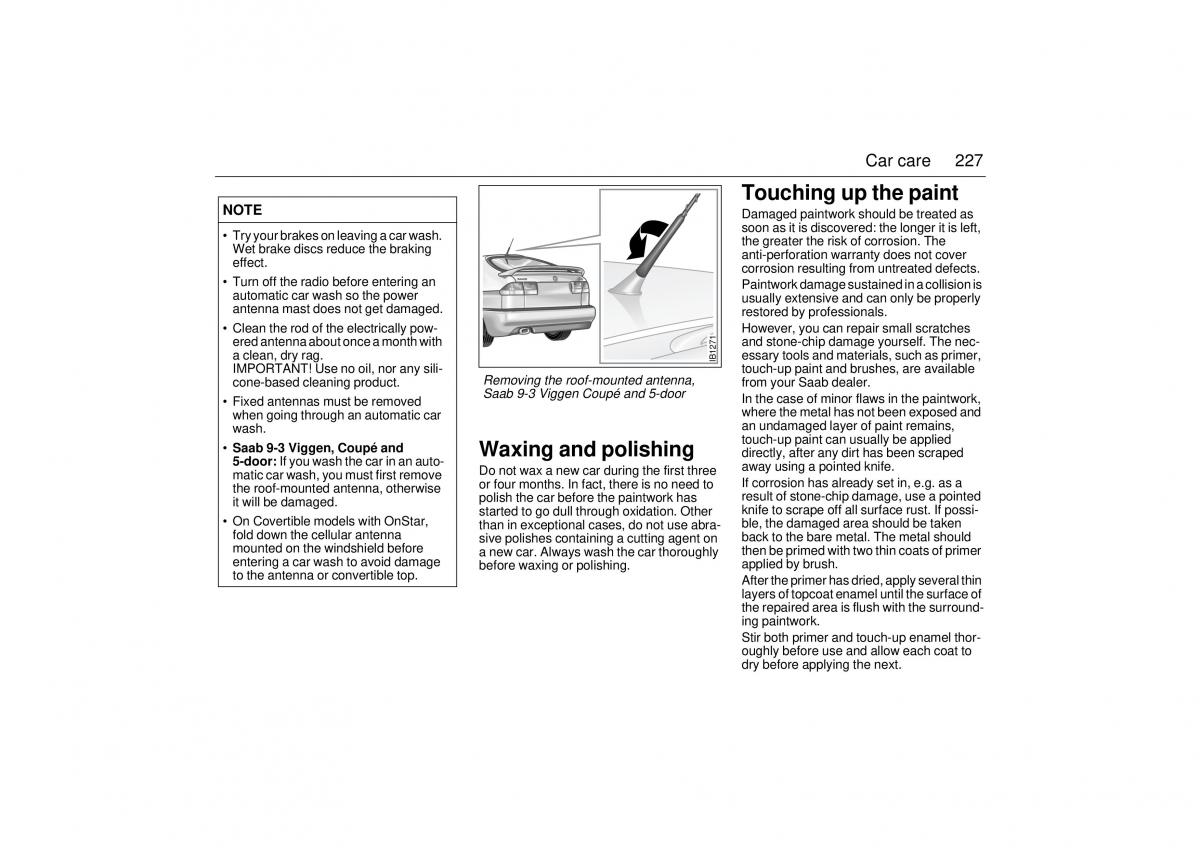 Saab 9 3 I 1 YS3D owners manual / page 227