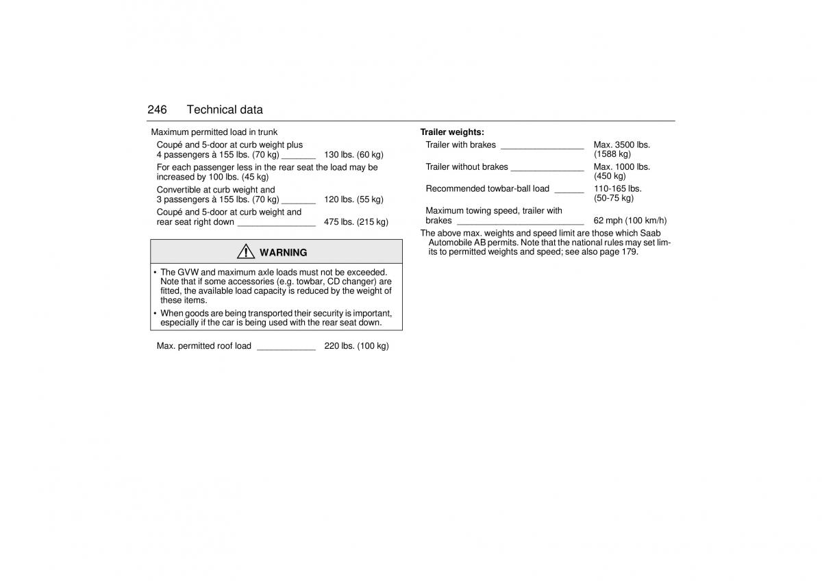 Saab 9 3 I 1 YS3D owners manual / page 246