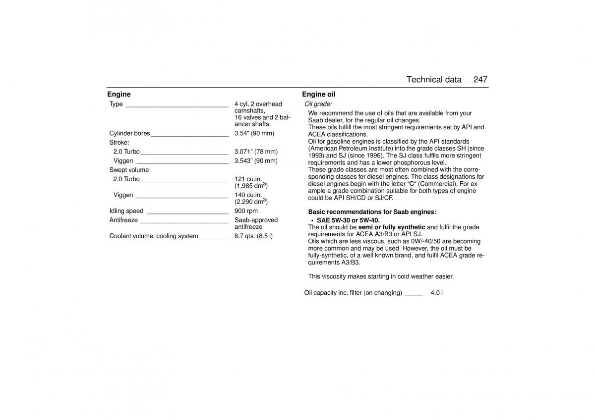 Saab 9 3 I 1 YS3D owners manual / page 247