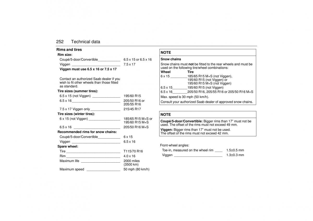 Saab 9 3 I 1 YS3D owners manual / page 252