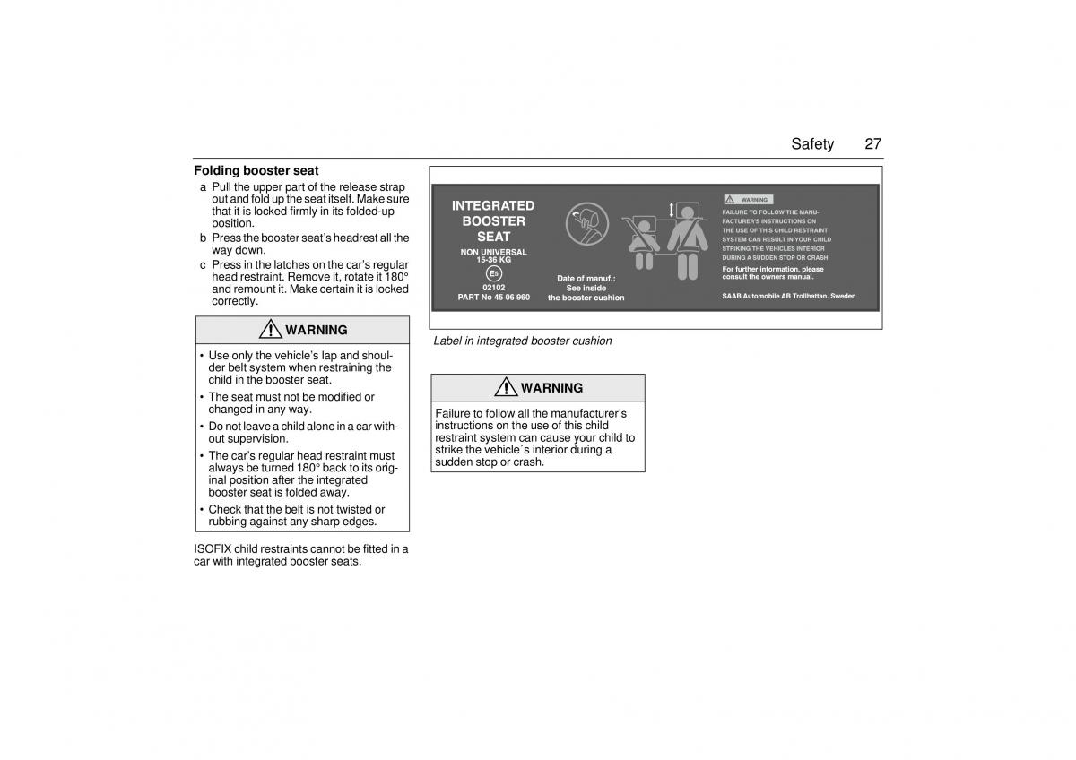 Saab 9 3 I 1 YS3D owners manual / page 27