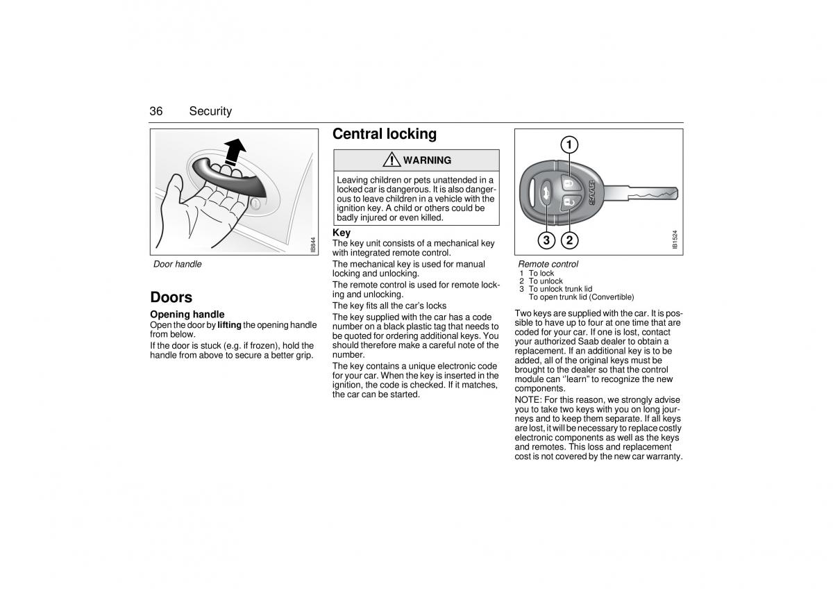 Saab 9 3 I 1 YS3D owners manual / page 36