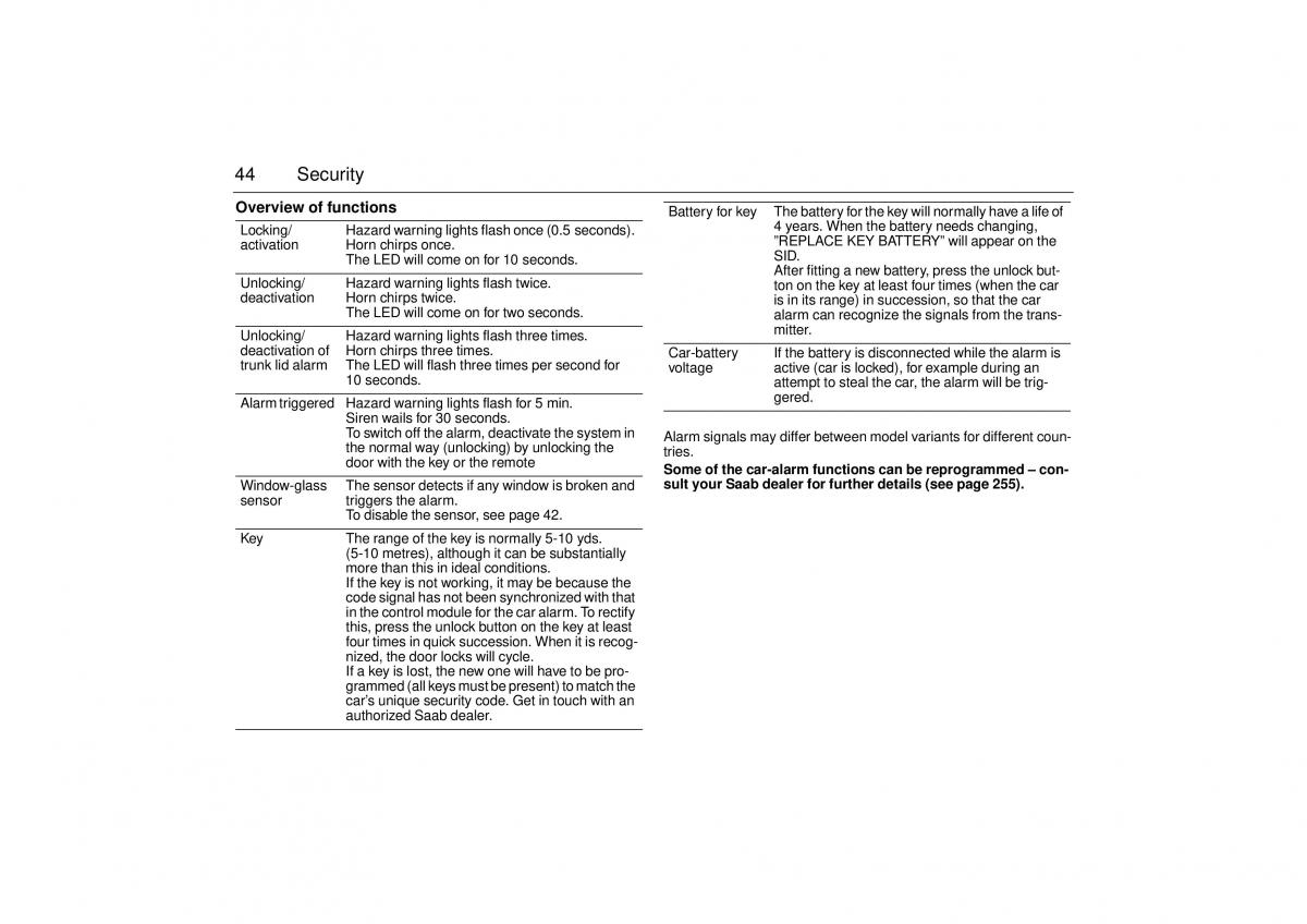 Saab 9 3 I 1 YS3D owners manual / page 44