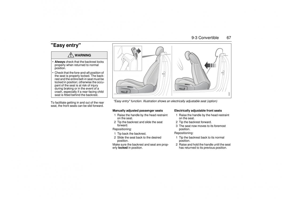 manual  Saab 9 3 II 2 YS3F owners manual / page 69