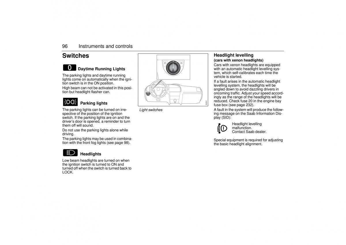 Saab 9 3 II 2 YS3F owners manual / page 98