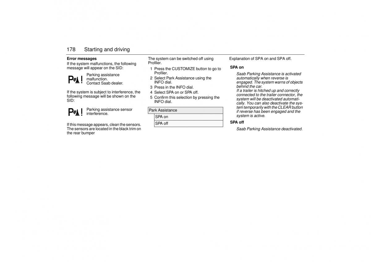 Saab 9 3 II 2 YS3F owners manual / page 180