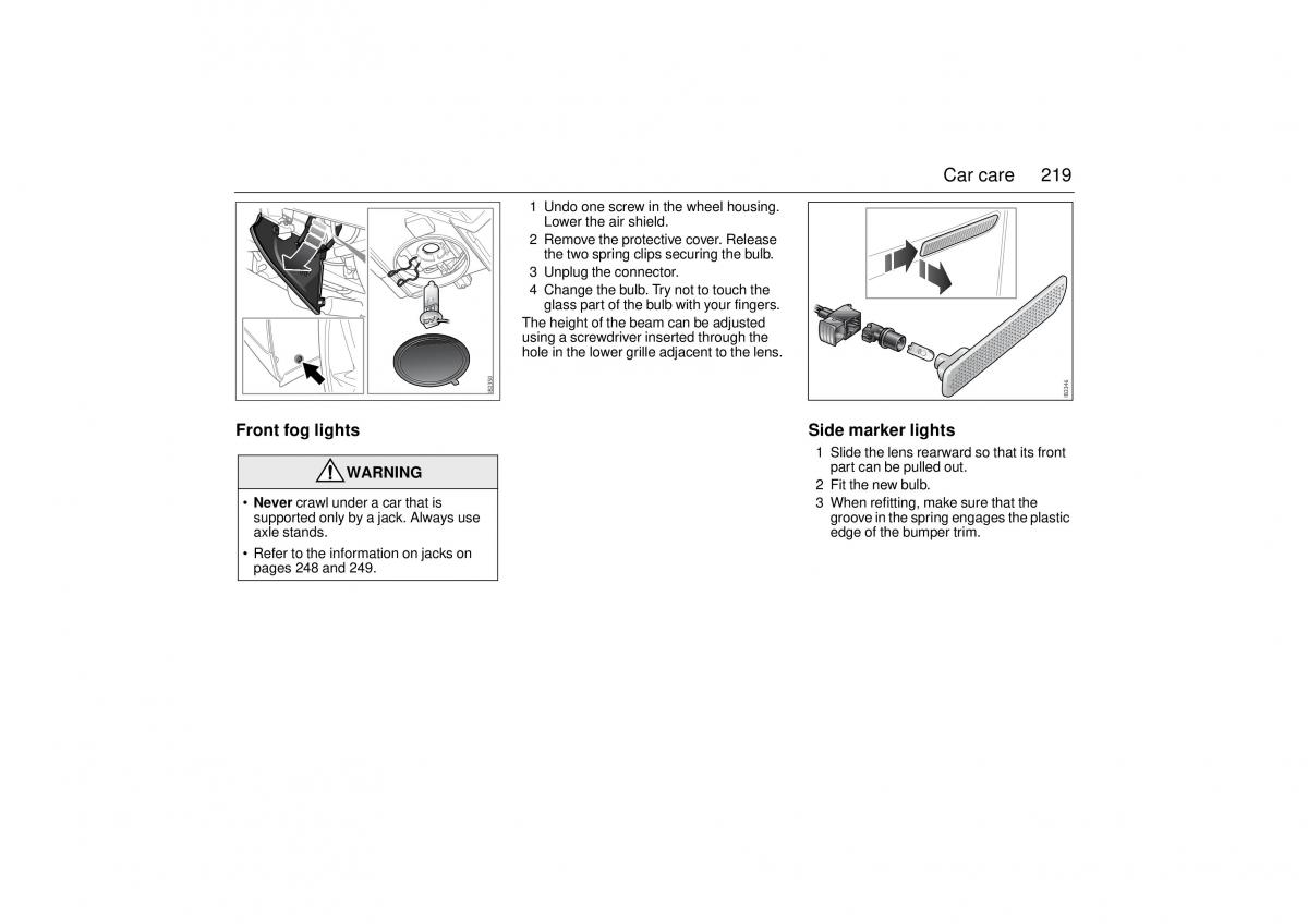 manual  Saab 9 3 II 2 YS3F owners manual / page 221