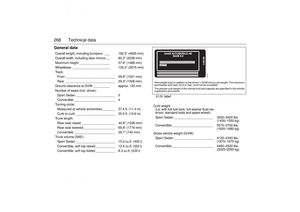 manual  Saab 9 3 II 2 YS3F owners manual / page 270