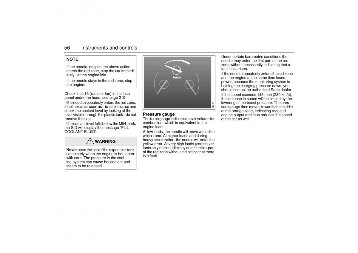 Saab 9 5 I 1 YS3E owners manual / page 56