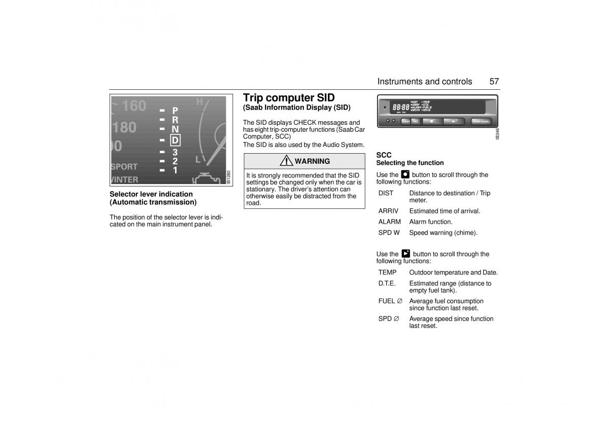 Saab 9 5 I 1 YS3E owners manual / page 57