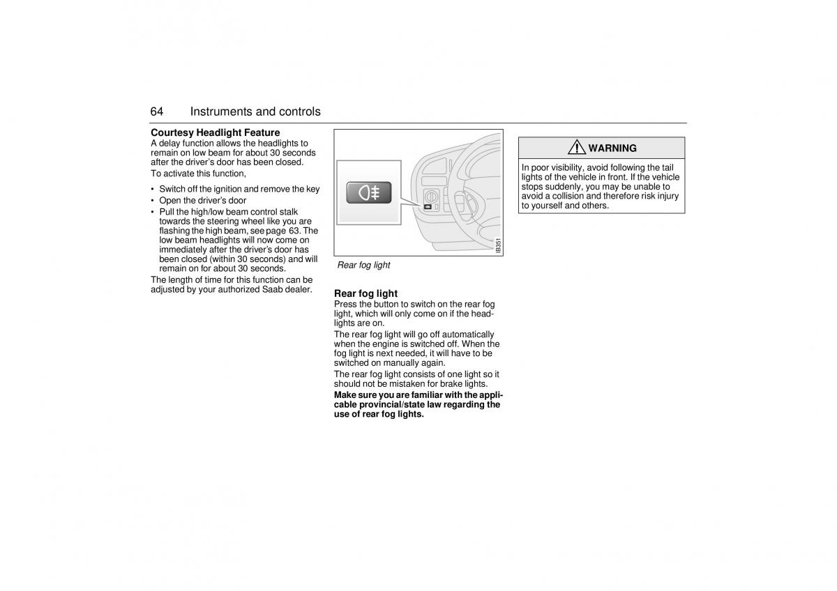 Saab 9 5 I 1 YS3E owners manual / page 64