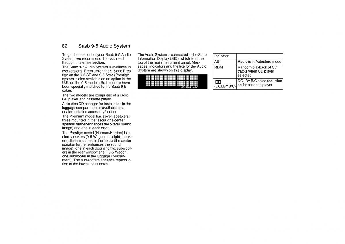 Saab 9 5 I 1 YS3E owners manual / page 82