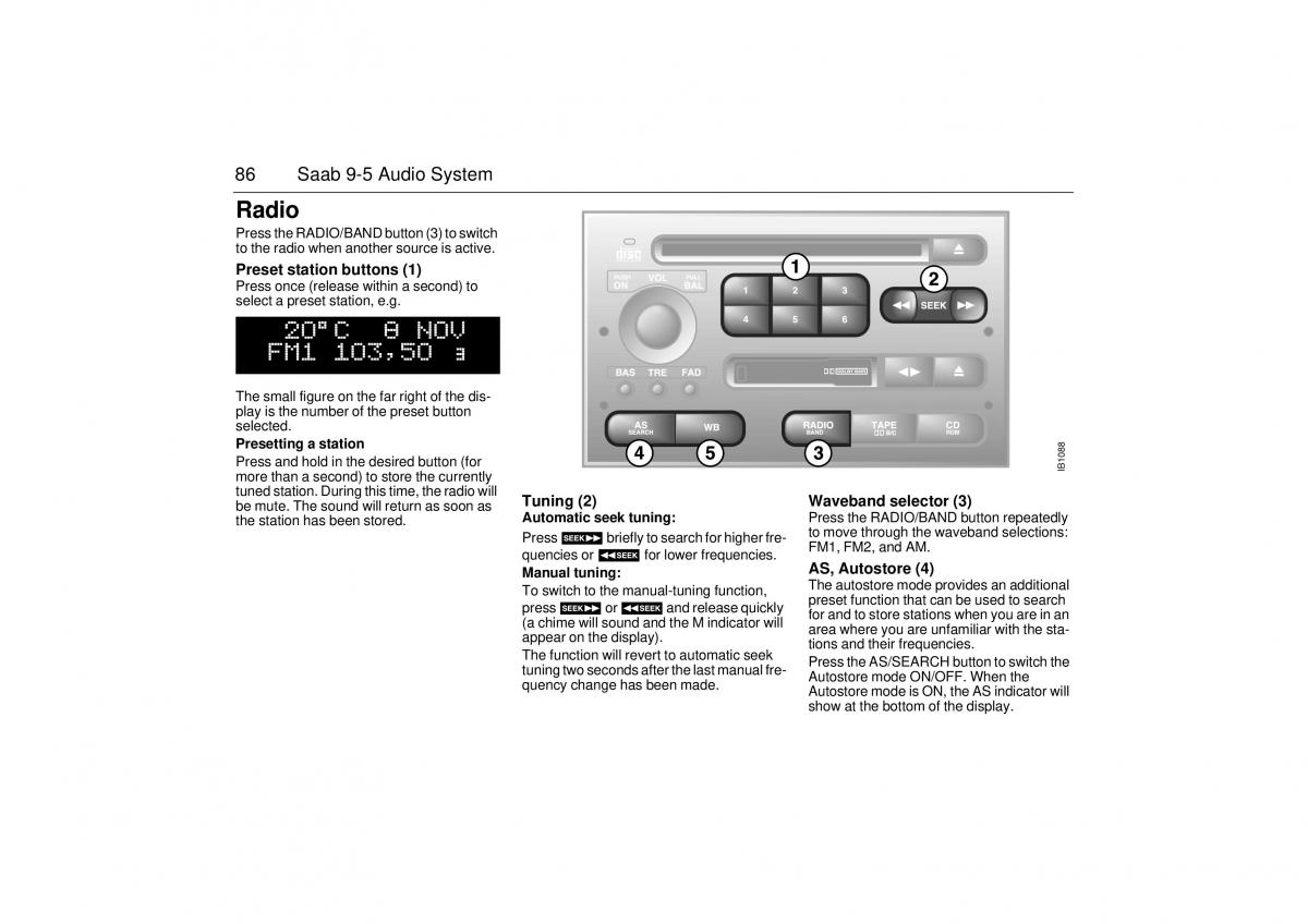 Saab 9 5 I 1 YS3E owners manual / page 86