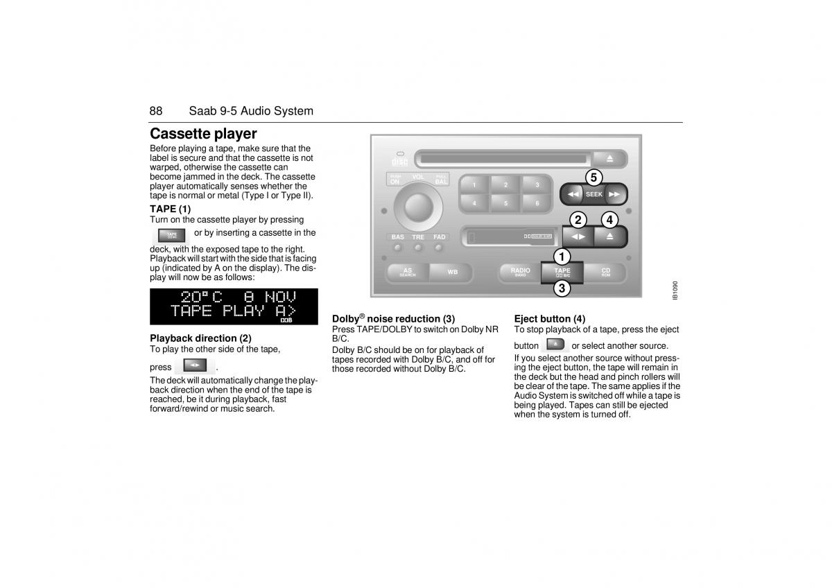 Saab 9 5 I 1 YS3E owners manual / page 88