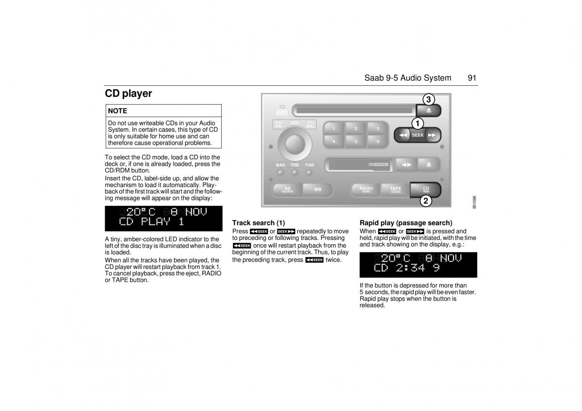 Saab 9 5 I 1 YS3E owners manual / page 91