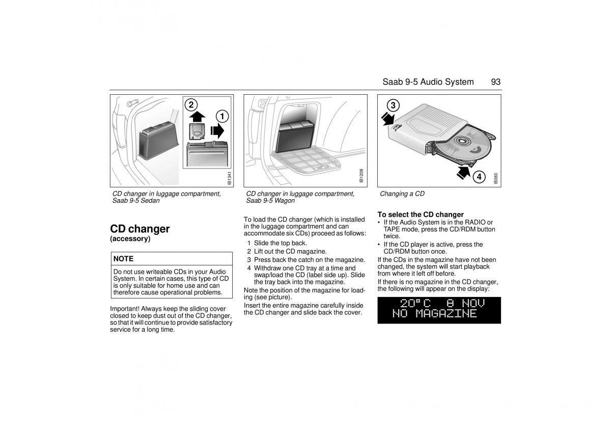 Saab 9 5 I 1 YS3E owners manual / page 93