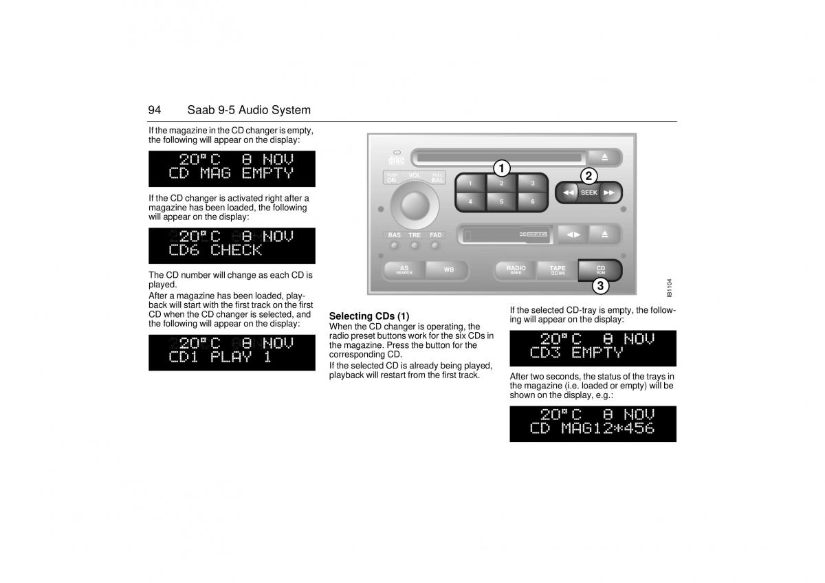 Saab 9 5 I 1 YS3E owners manual / page 94