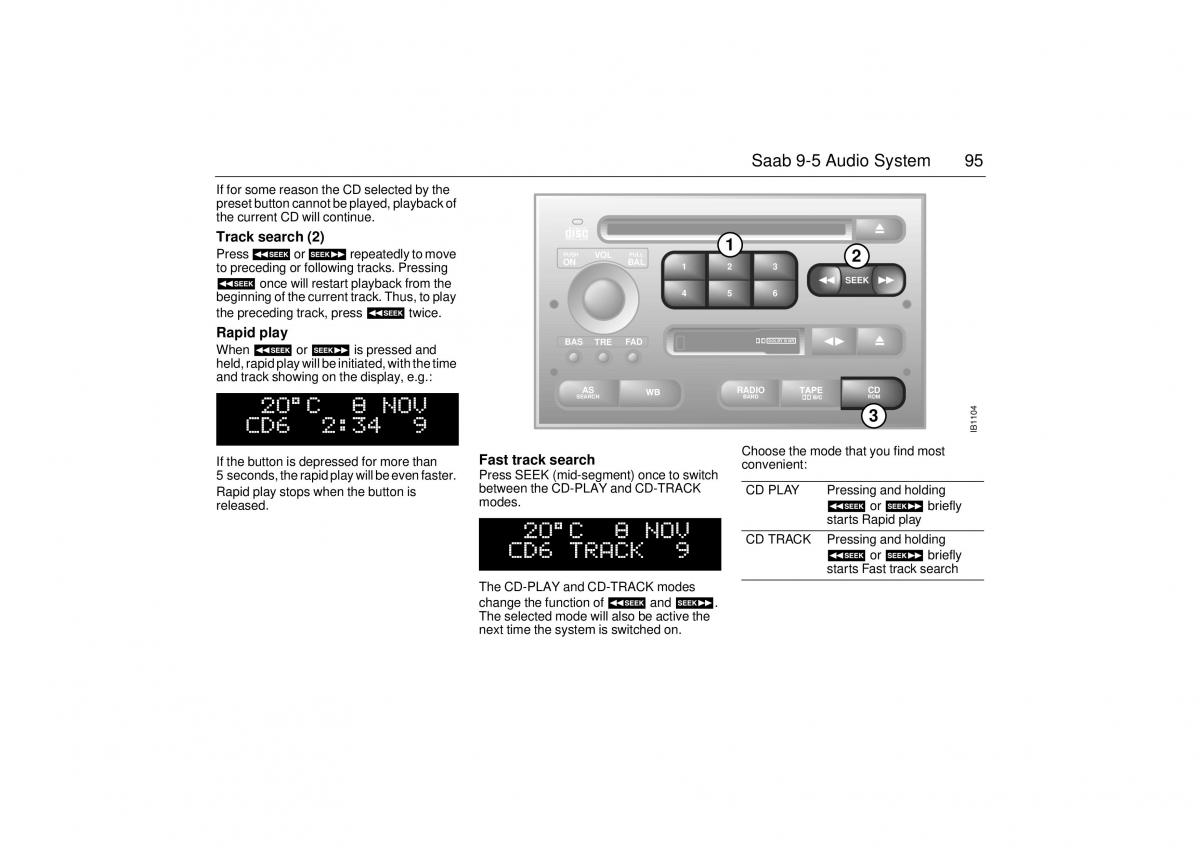 Saab 9 5 I 1 YS3E owners manual / page 95