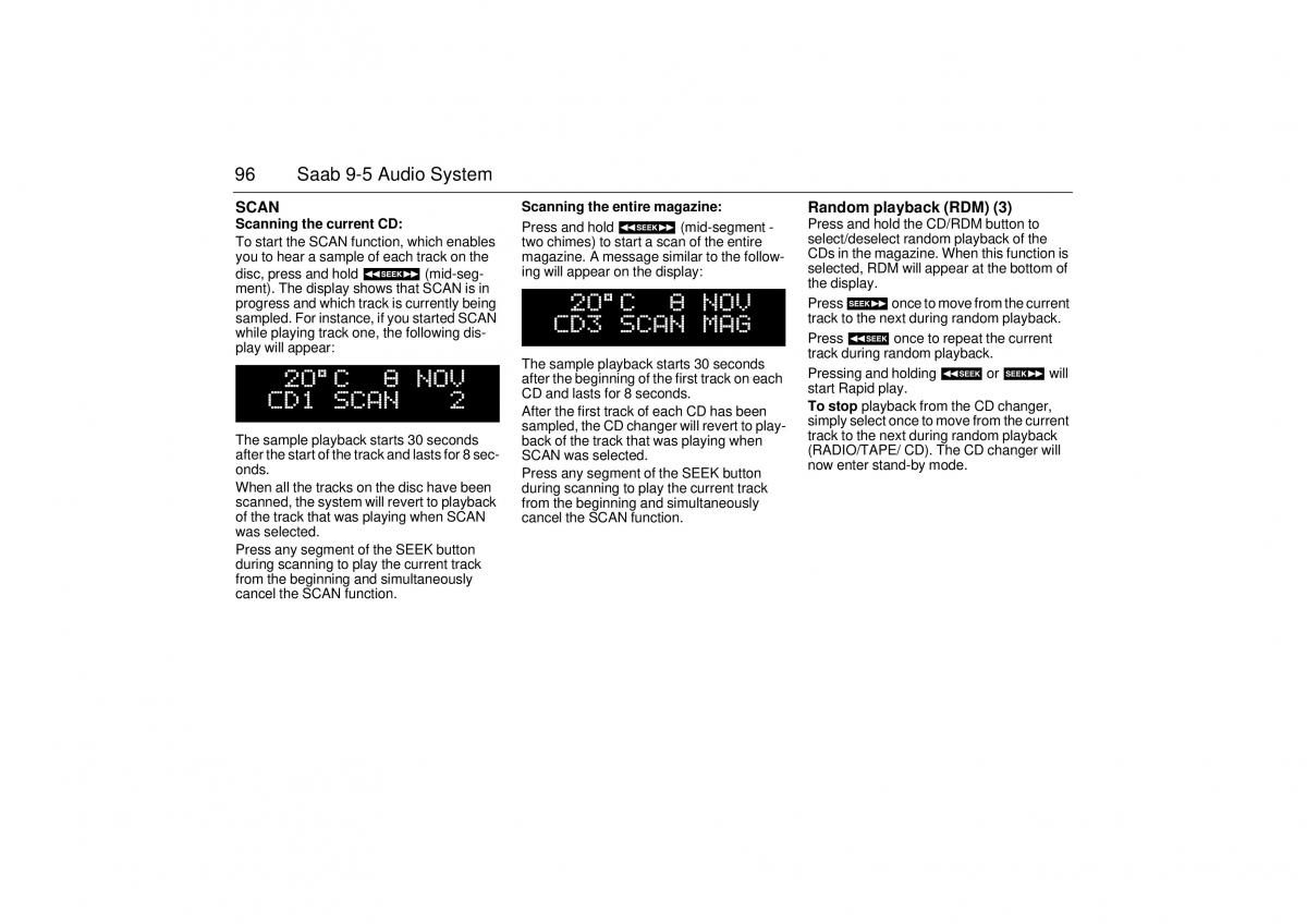 Saab 9 5 I 1 YS3E owners manual / page 96