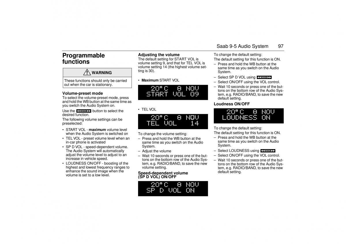 Saab 9 5 I 1 YS3E owners manual / page 97