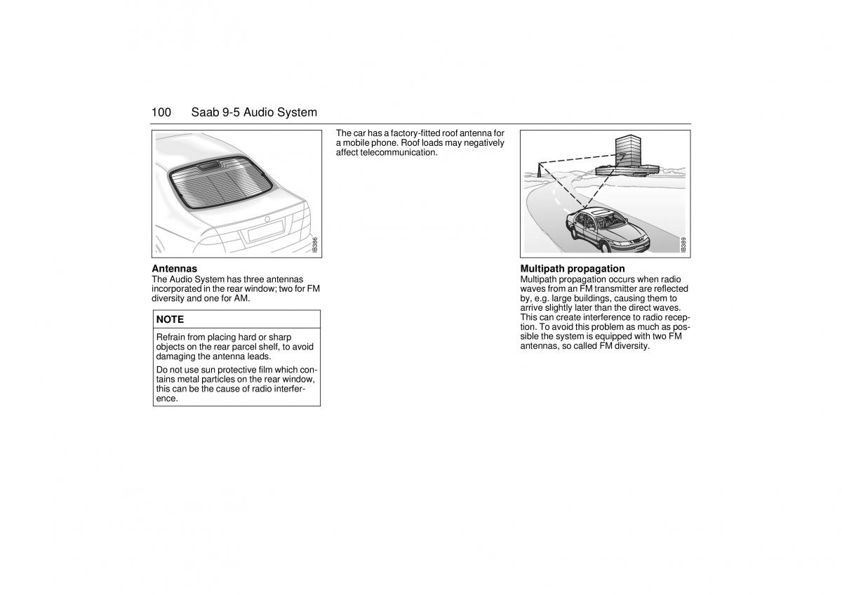 Saab 9 5 I 1 YS3E owners manual / page 100