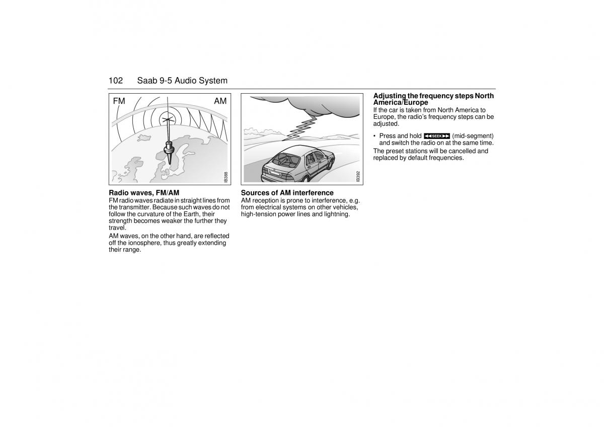 Saab 9 5 I 1 YS3E owners manual / page 102