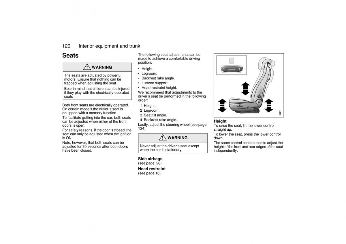 Saab 9 5 I 1 YS3E owners manual / page 120