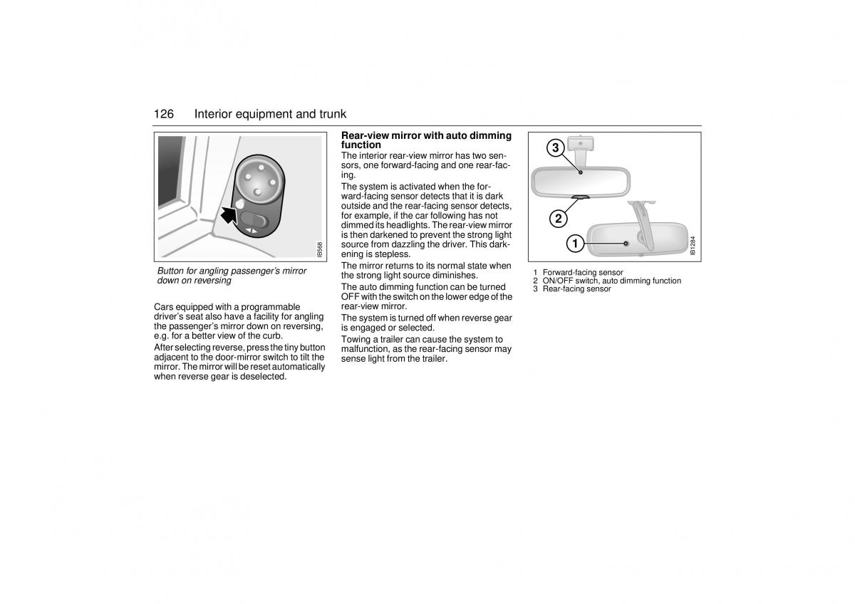 Saab 9 5 I 1 YS3E owners manual / page 126