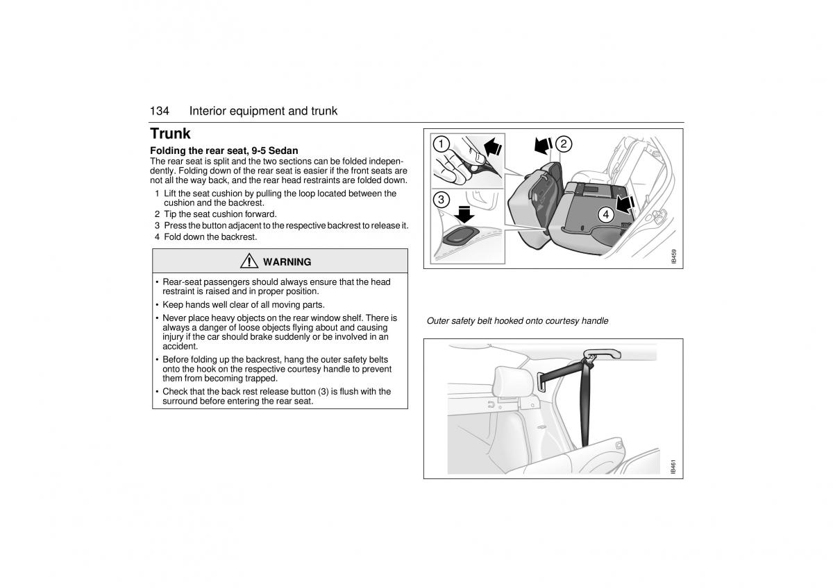 Saab 9 5 I 1 YS3E owners manual / page 134