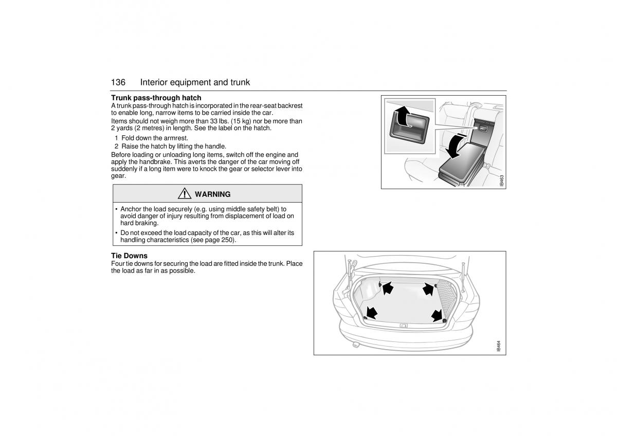 Saab 9 5 I 1 YS3E owners manual / page 136