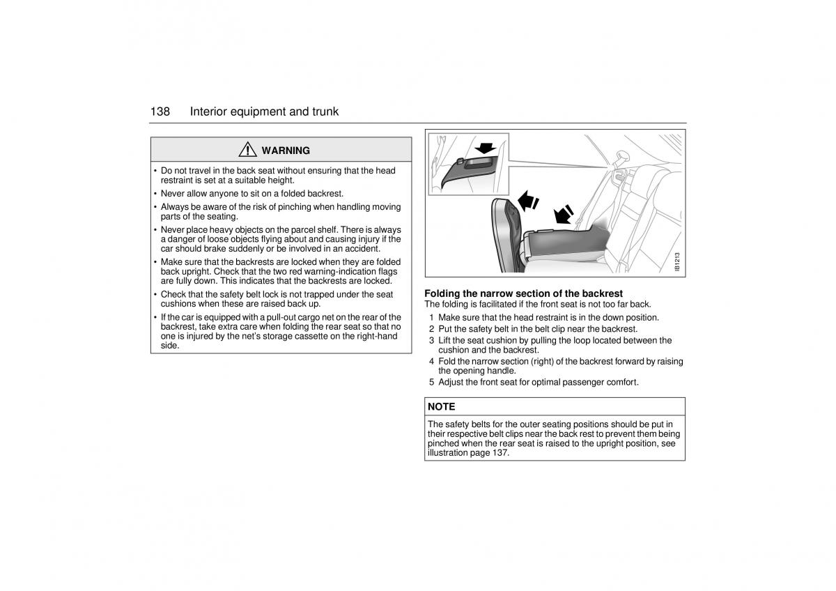 Saab 9 5 I 1 YS3E owners manual / page 138