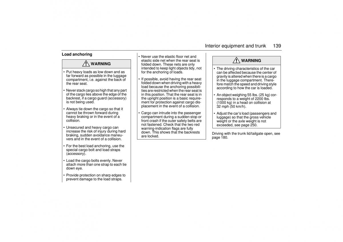 Saab 9 5 I 1 YS3E owners manual / page 139