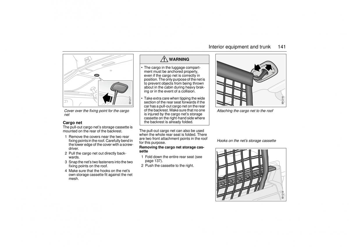 Saab 9 5 I 1 YS3E owners manual / page 141