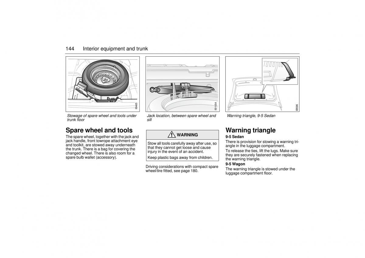 Saab 9 5 I 1 YS3E owners manual / page 144