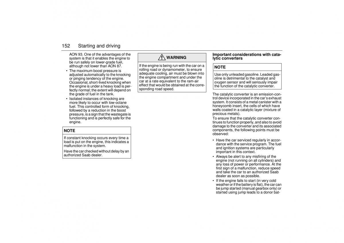 Saab 9 5 I 1 YS3E owners manual / page 152