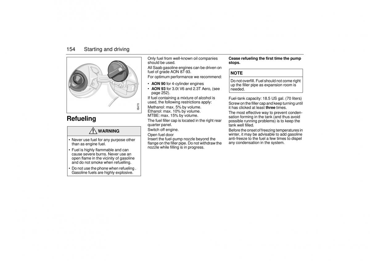 Saab 9 5 I 1 YS3E owners manual / page 154