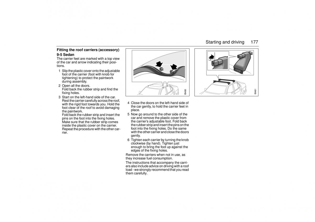 Saab 9 5 I 1 YS3E owners manual / page 177