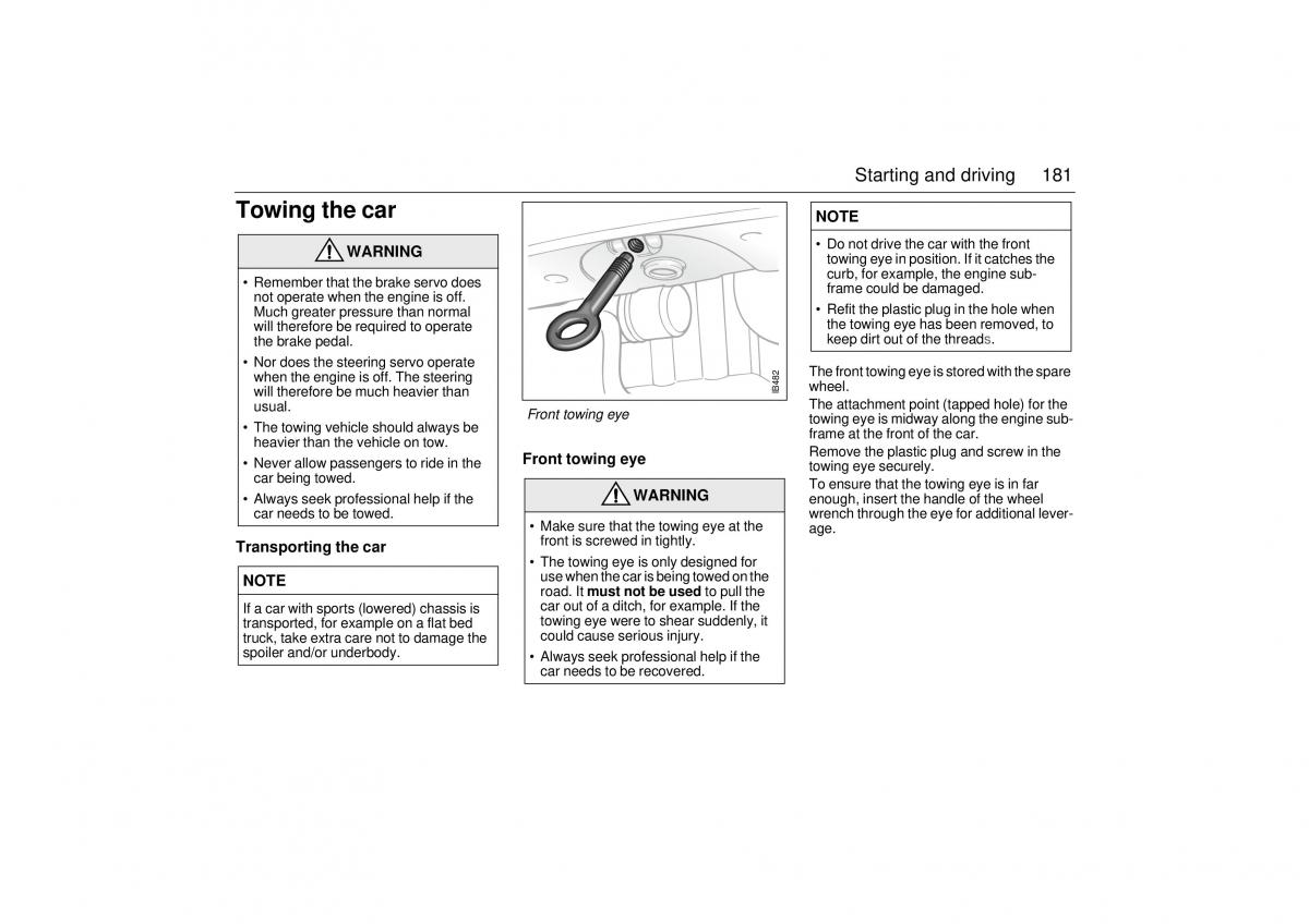 Saab 9 5 I 1 YS3E owners manual / page 181