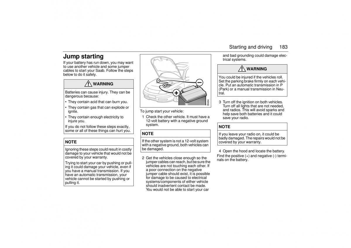 Saab 9 5 I 1 YS3E owners manual / page 183