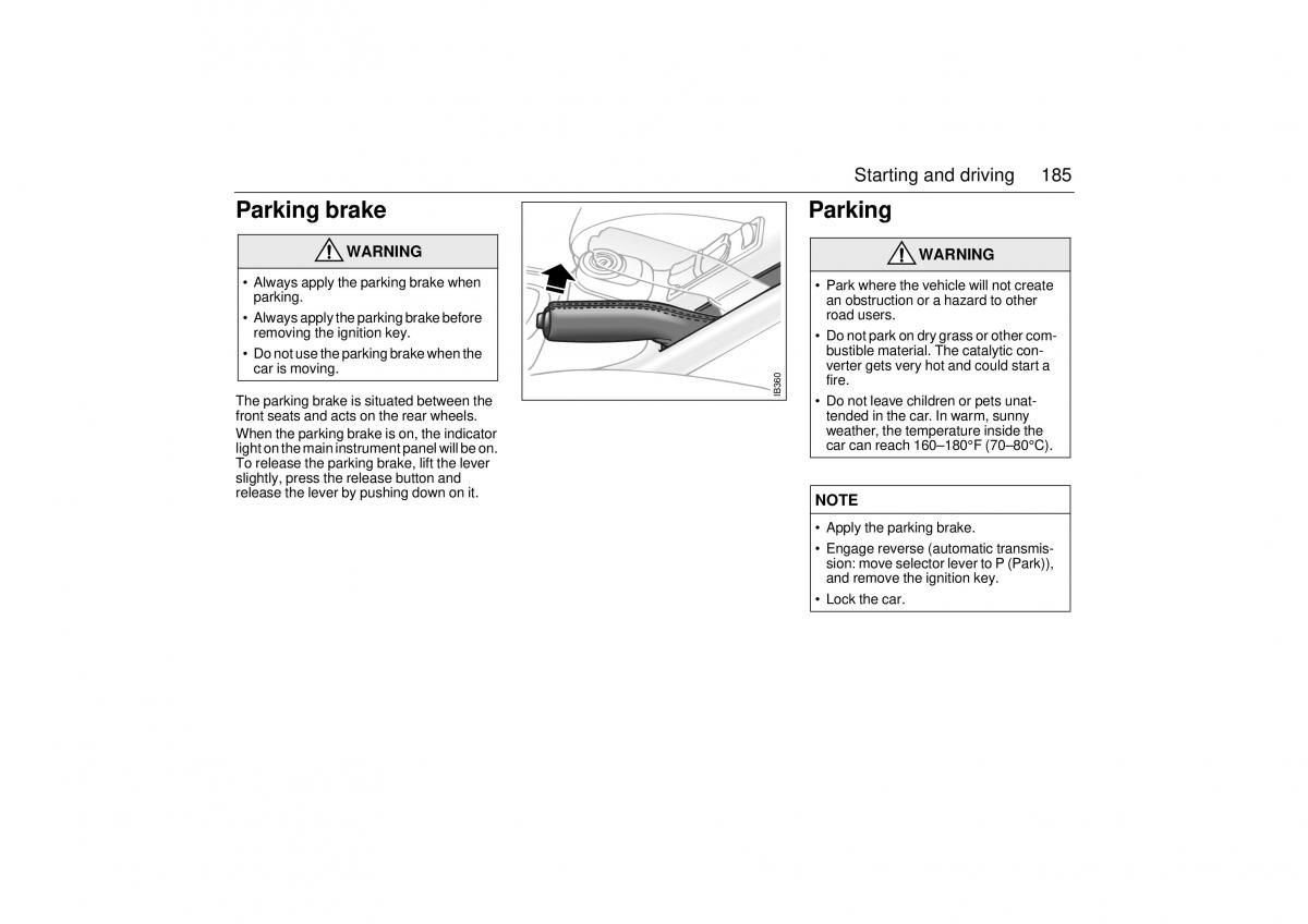 Saab 9 5 I 1 YS3E owners manual / page 185