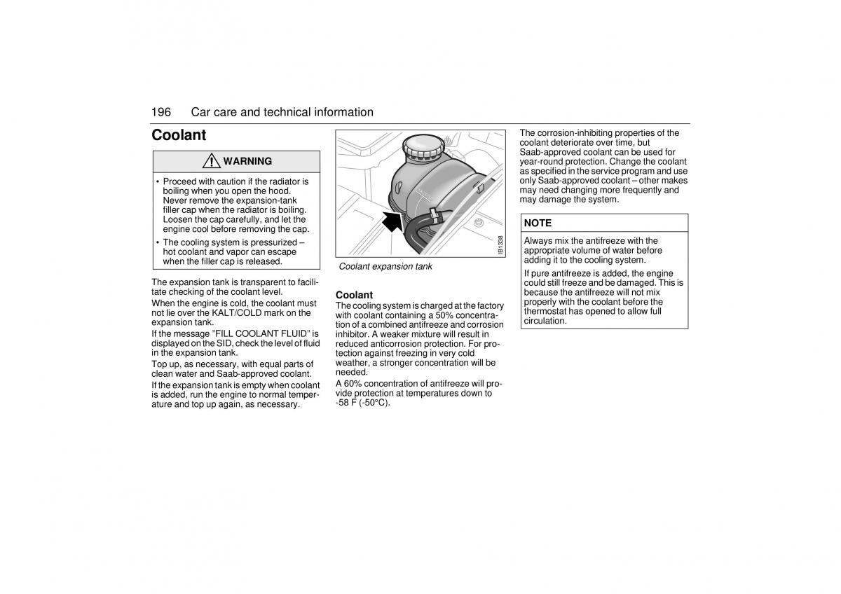 Saab 9 5 I 1 YS3E owners manual / page 196