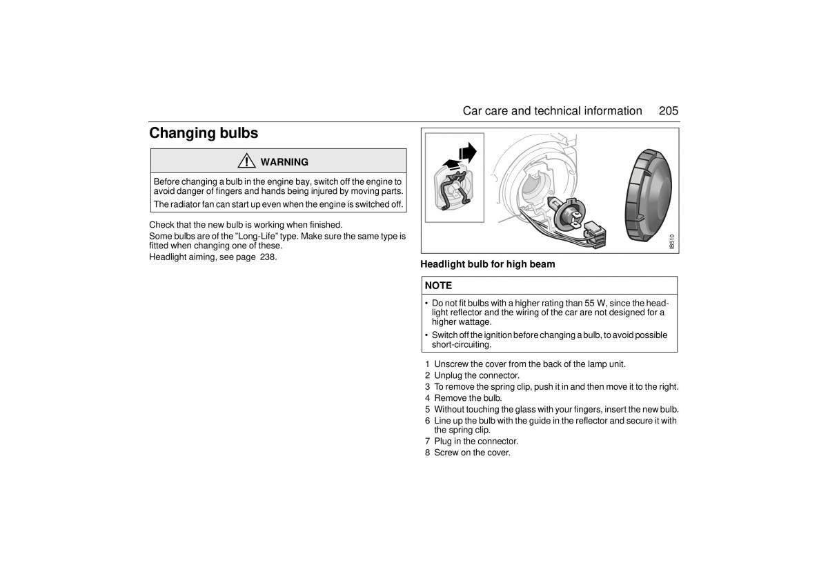 Saab 9 5 I 1 YS3E owners manual / page 205